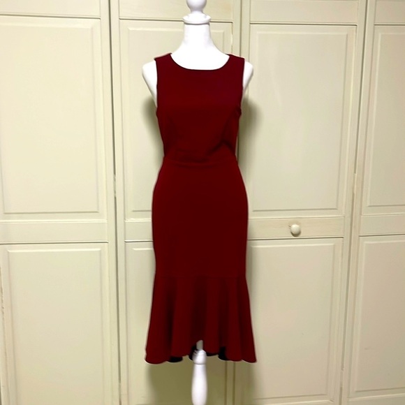 AAKAA Women’s Lace Open Back Hi-Low Mermaid Dress Burgundy Size S - Picture 1 of 7